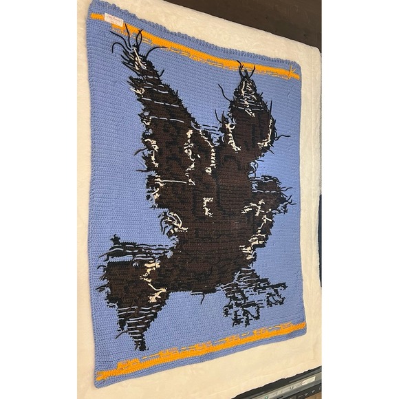 Handmade Crochet Lap Blanket Eagle ONE OF A KIND Cottagecore Granny 31x42 AUBURN - Picture 3 of 4